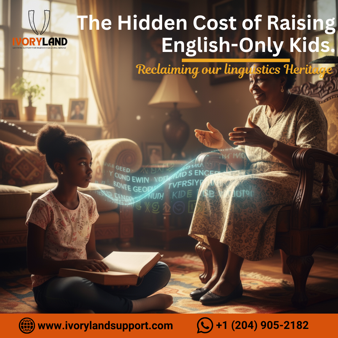 A mother teaching her child to speak their African mother tongue at home — symbolizing cultural connection and identity.